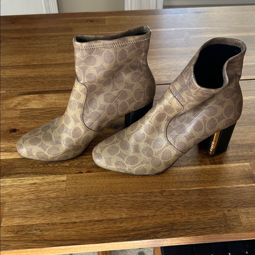 Coach Margot Monogram Coated Canvas Signature Bootie - Tan - Picture 6 of 11